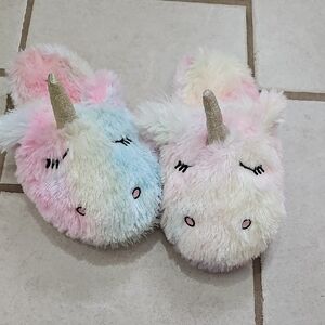 Unicorn Plush Slippers with Horn